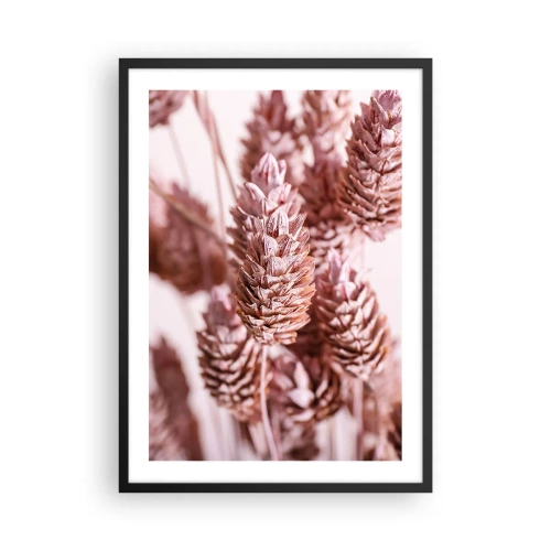 Plakát v černém rámu - Detail sušených květin v odstínech růžové - 50x70cm - Zdánlivě nenápadné - Moderní nástěnná dekorace do obývacího pokoje a ložnice ARTTOR