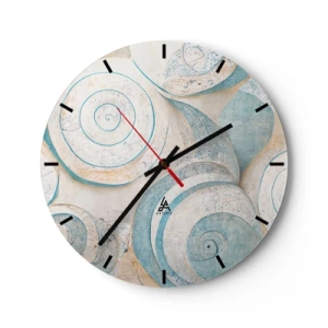 Nástěnné hodiny - Umělecké spirály ve stylu mušlí v odstínech modré a béžové - 30x30cm - Co skrývá mušle? - Moderní nástěnná dekorace do obývacího pokoje, kuchyně a ložnice ARTTOR