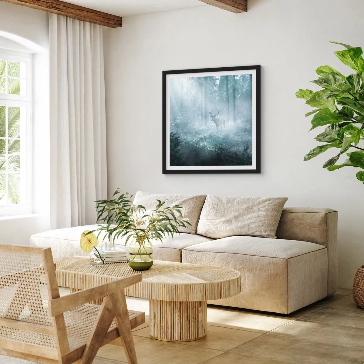 Plakát v černém rámu - Ranní obchůzka sídliště - 60x60 cm