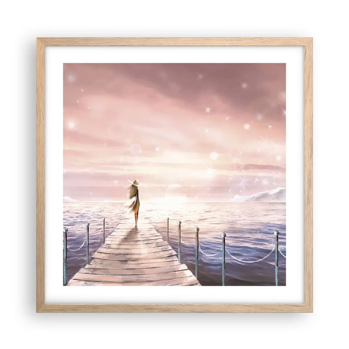 Plakát v rámu světlý dub - Ve světle snu - 50x50 cm