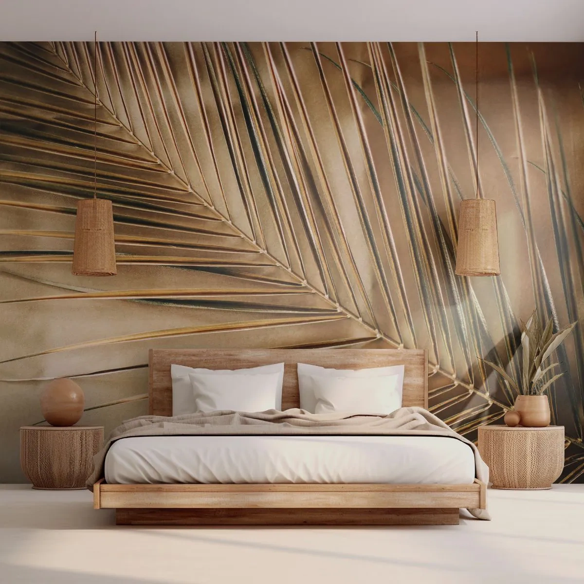 Fototapeta Standard Eco - Přírodní kolonáda - Palmový list, Grafika, Tropy - 250x175 cm