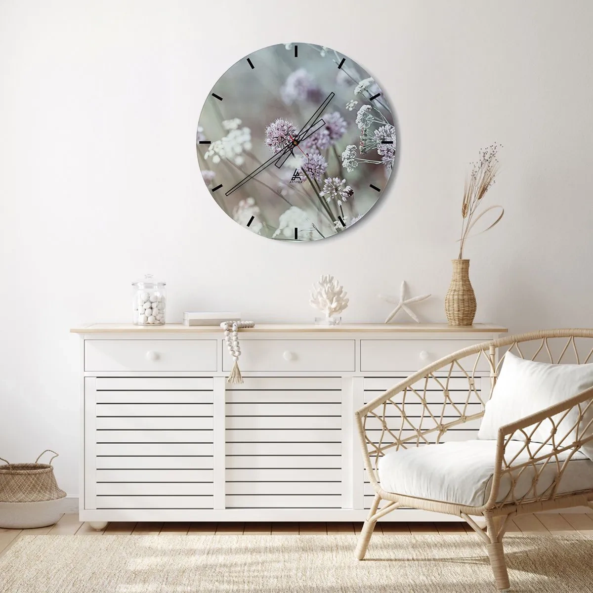 Nástěnné hodiny - Sladké filigrány bylinek - 30x30 cm