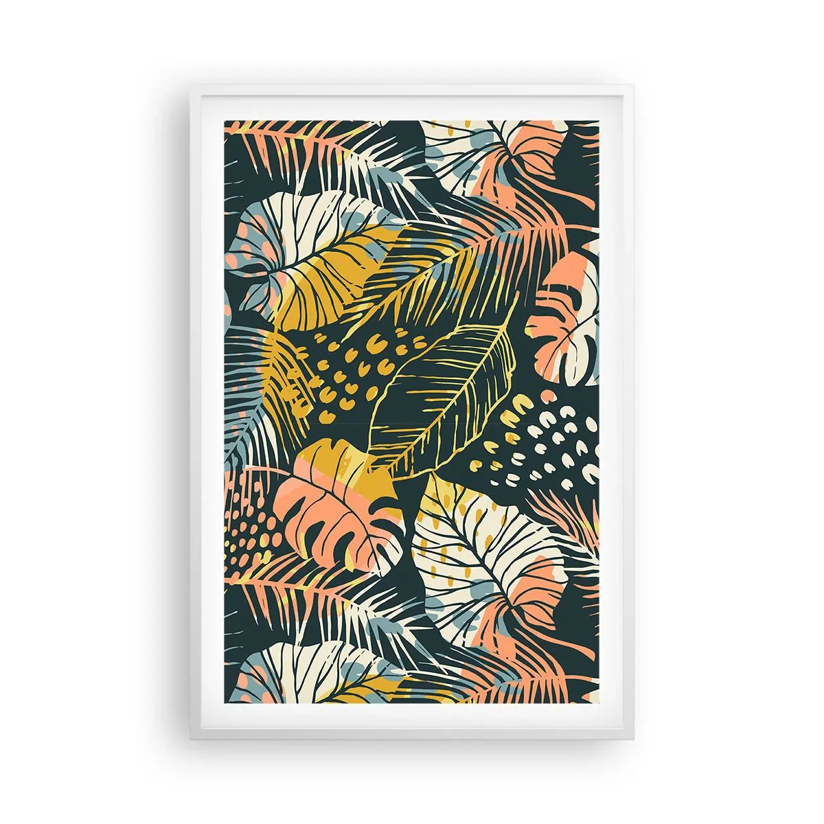 Plakát v bílém rámu - Listová fantazie - 61x91 cm