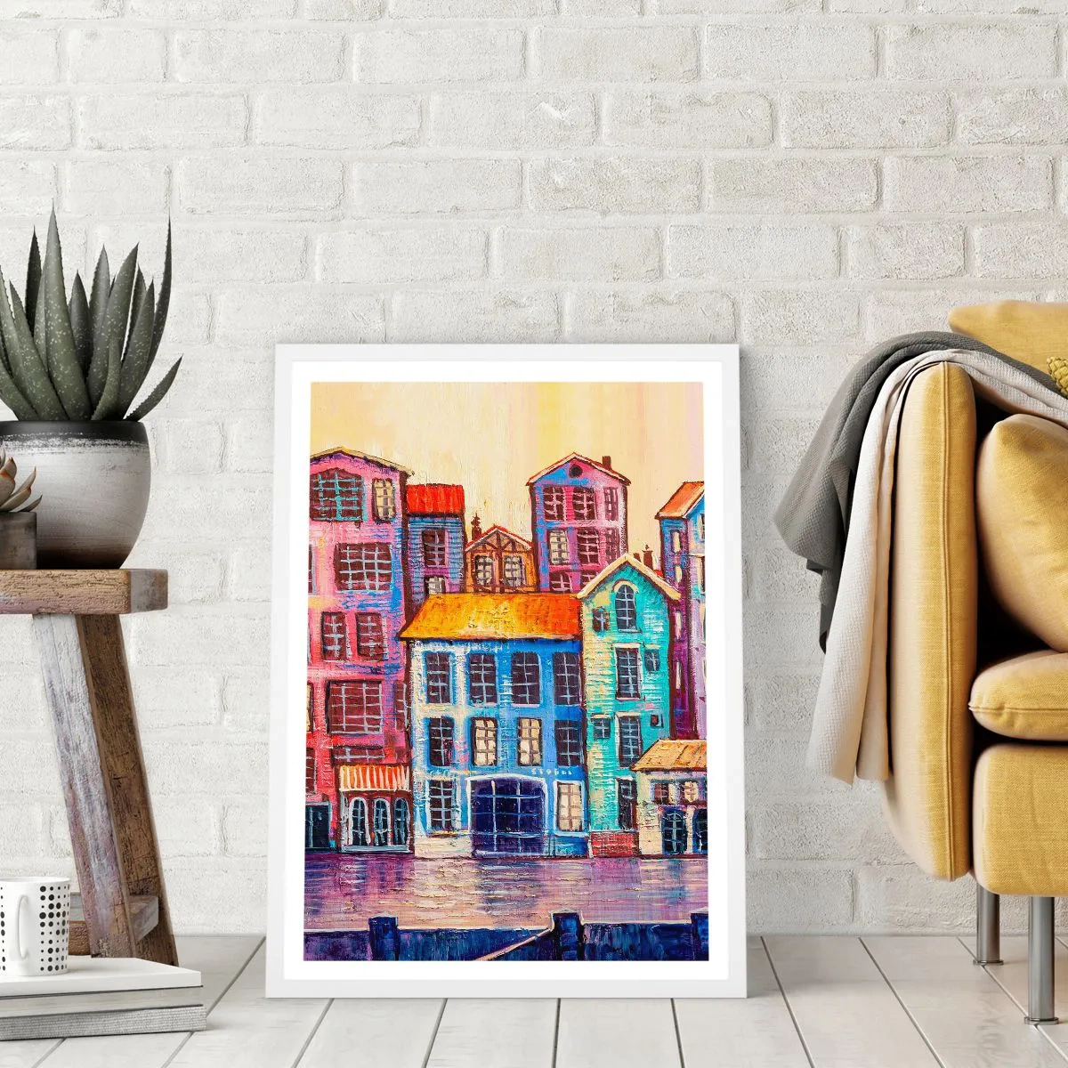 Plakát v bílém rámu - Město jako z pohádky - 30x40 cm