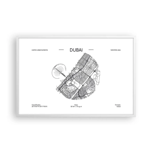 Plakát v bílém rámu - Anatomie Dubaje - 91x61 cm