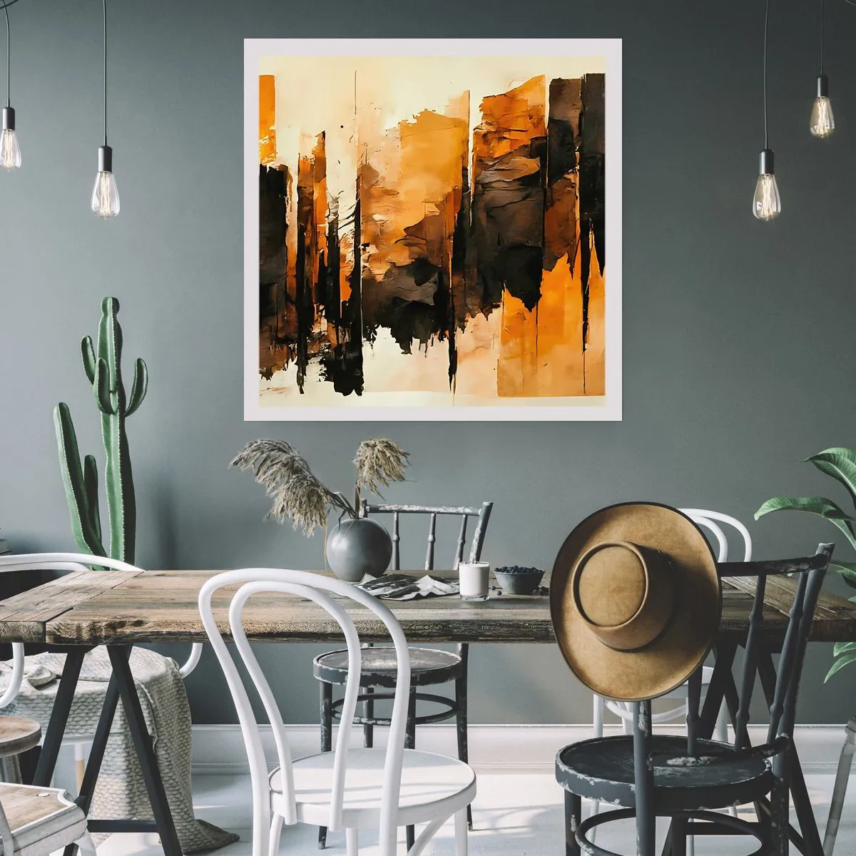 Plakát - Harmonie černé a zlaté - 60x60 cm