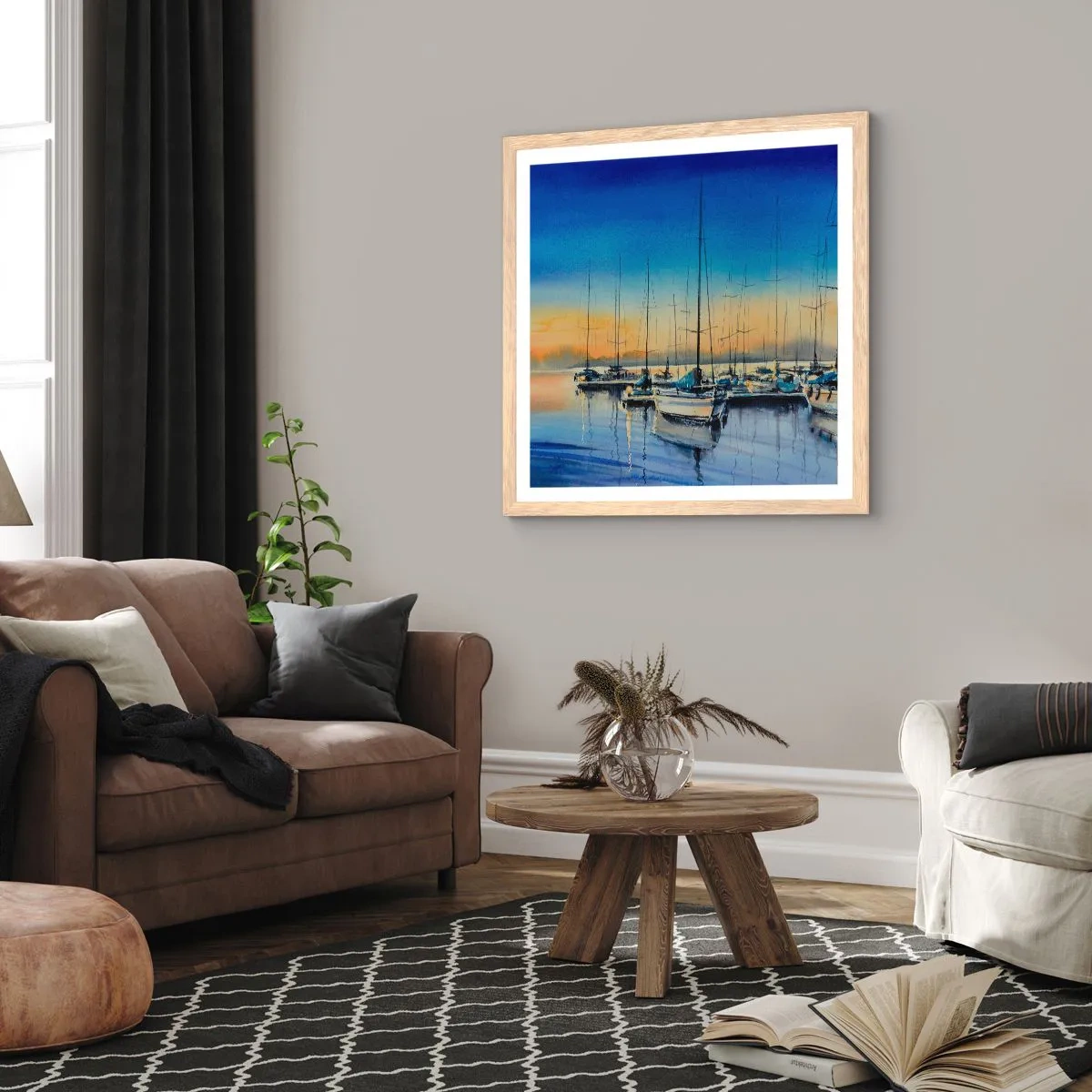 Plakát v rámu světlý dub - Konec dobrého dne - 60x60 cm