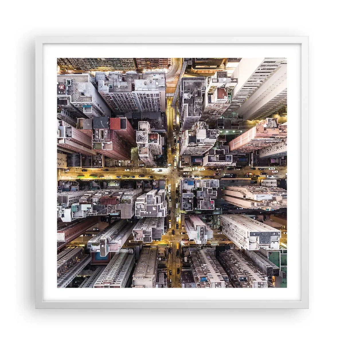 Plakát v bílém rámu - Pozdrav z Hongkongu - 60x60 cm