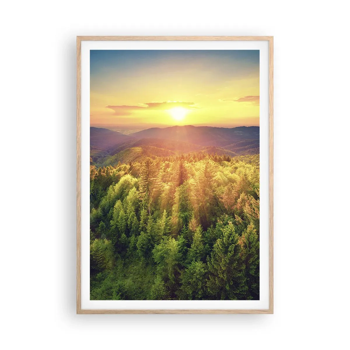 Plakát v rámu světlý dub - Vrcholky a vrcholy - 70x100 cm