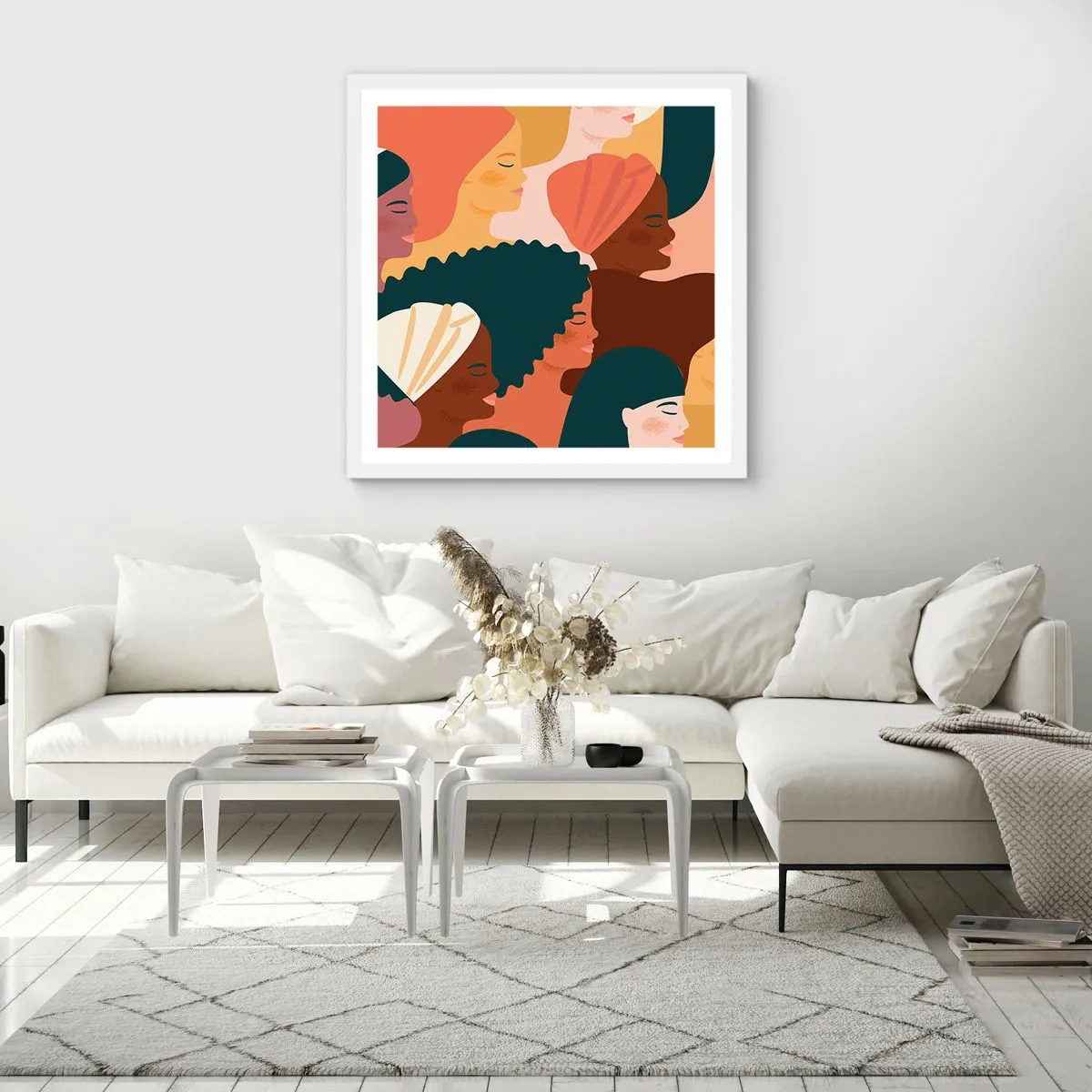 Plakát v bílém rámu - Pouze ženskost - 60x60 cm