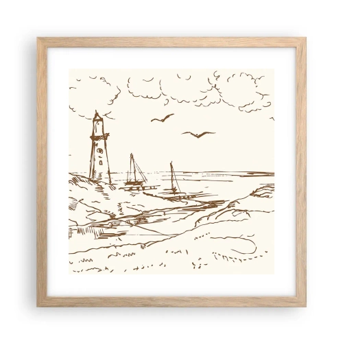 Plakát v rámu světlý dub - Náčrt letních vzpomínek - 40x40 cm