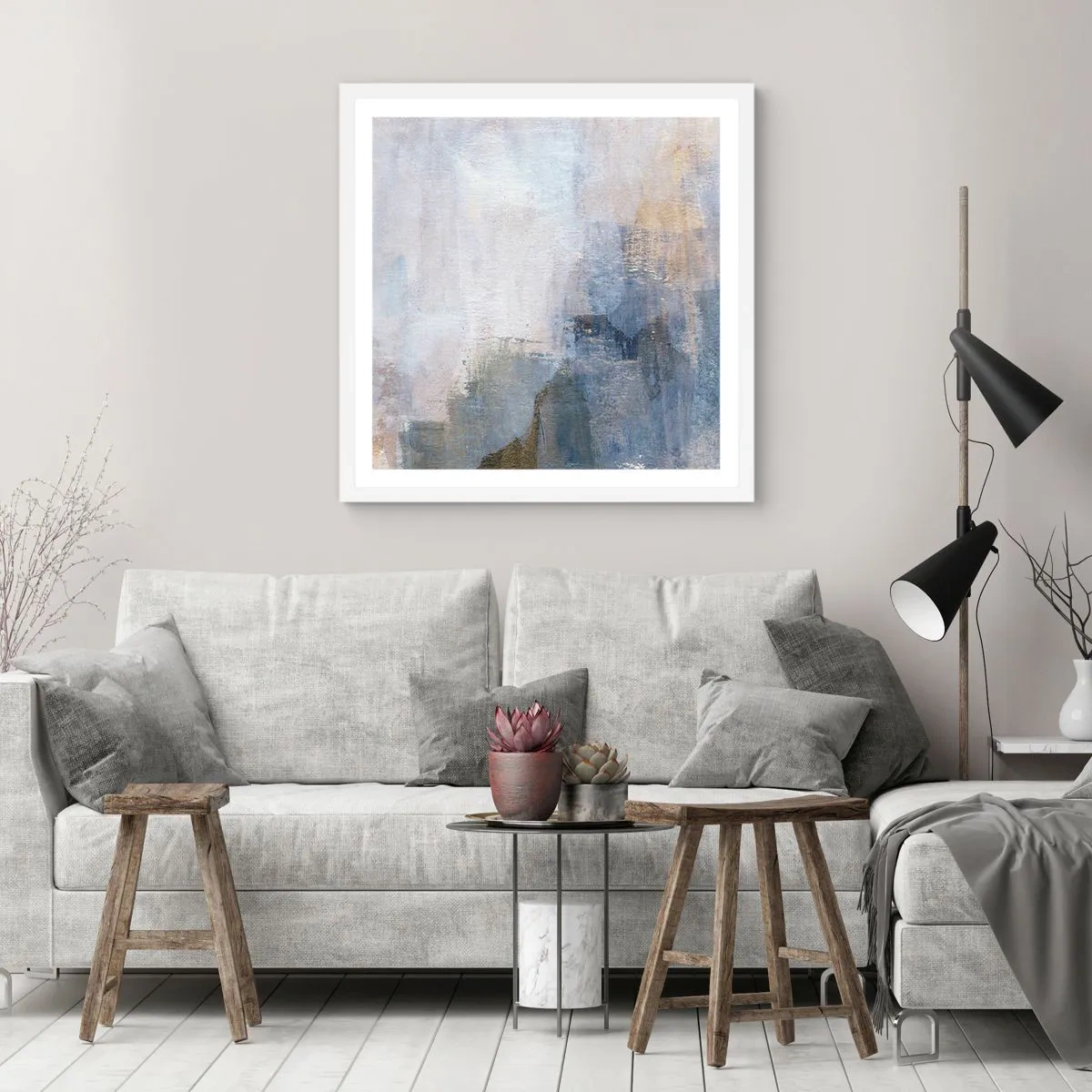 Plakát v bílém rámu - Tóny a akordy barev - 50x50 cm