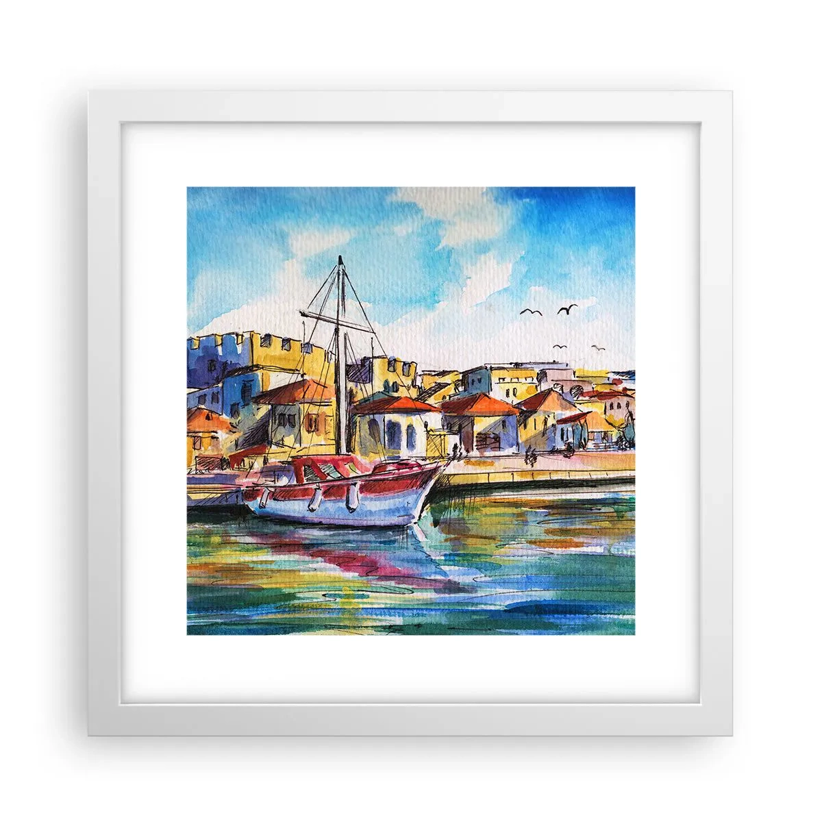 Plakát v bílém rámu - Duhové odpoledne - 30x30 cm