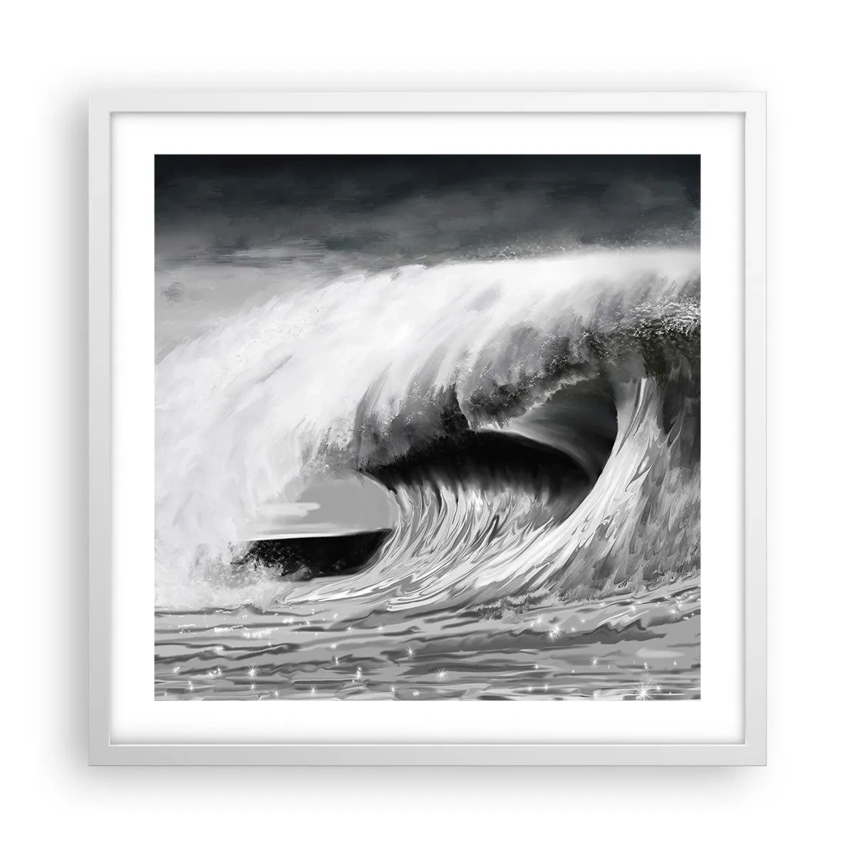 Plakát v bílém rámu - Hněv oceánu - 50x50 cm