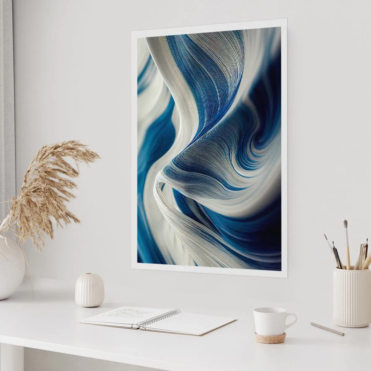 Plakát - Plynulost modré a bílé - 70x100 cm