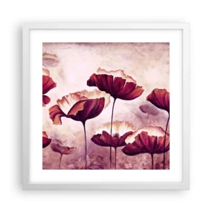 Plakát v bílém rámu - Červený a bílý plátek - 40x40 cm