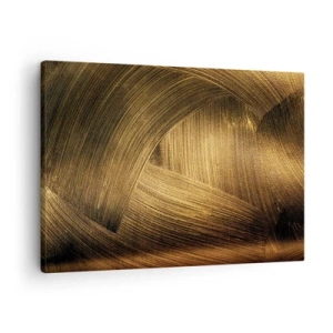 Obraz na plátně - Zlaté abstraktní tahy štětcem - 70x50cm - Ve zlatém labyrintu - Moderní nástěnná dekorace do obývacího pokoje a ložnice ARTTOR