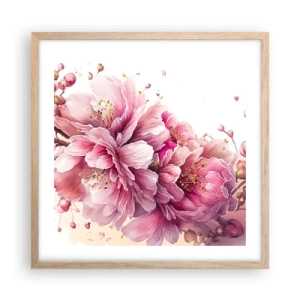 Plakát v rámu světlý dub - Květ kvetoucí třešně - 50x50 cm