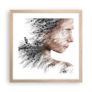 Plakát v rámu světlý dub - Duch lesa - 40x40 cm