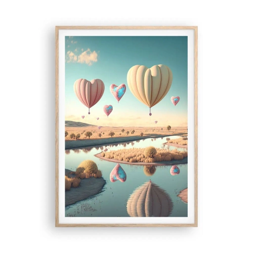 Plakát v rámu světlý dub - Láska tě nechá vzlétnout - 70x100 cm