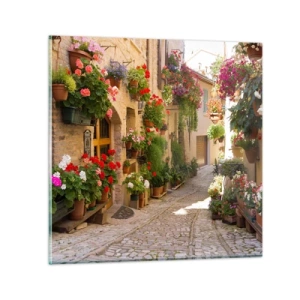 Obraz na skle - V záplavě květin - 50x50 cm