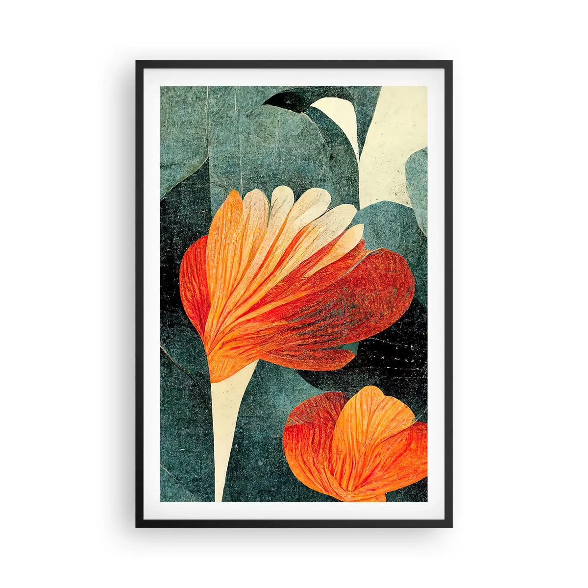 Plakát v černém rámu - Tropické horko a chlad zeleně - 61x91 cm