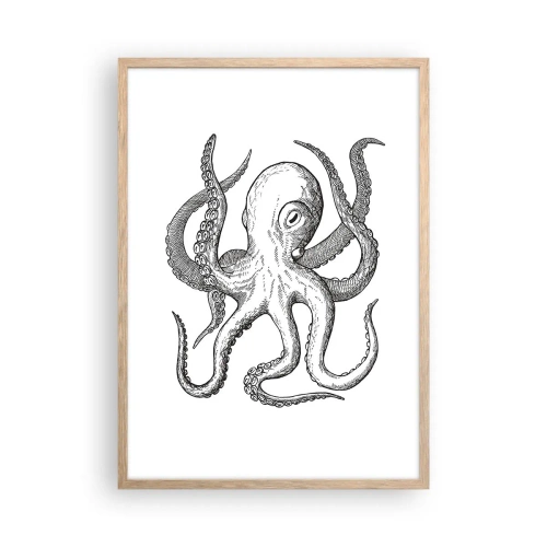 Plakát v rámu světlý dub - Tančící s vlnami - 50x70 cm