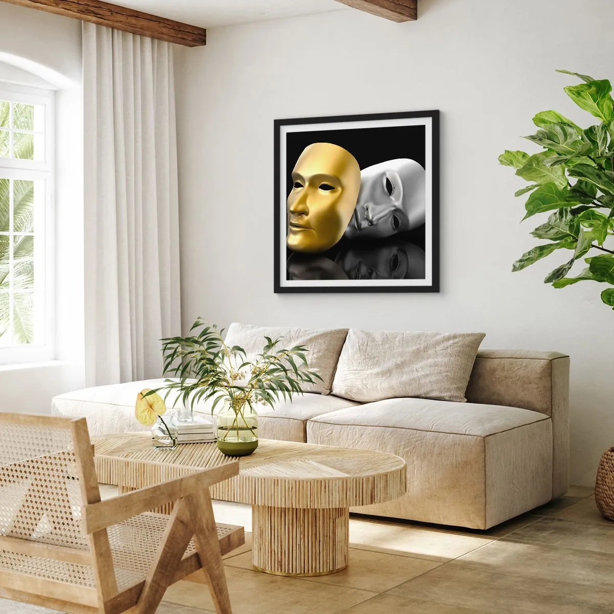 Plakát v černém rámu - Život je divadlo - 50x50 cm