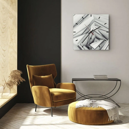 Nástěnné hodiny - Symfonie ostrých úhlů - 30x30 cm