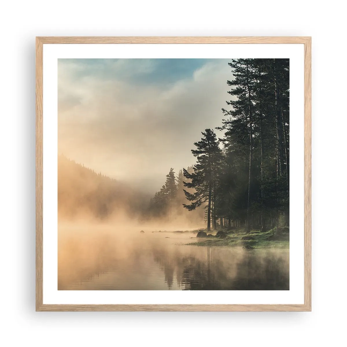 Plakát v rámu světlý dub - Zrození dne - 60x60 cm