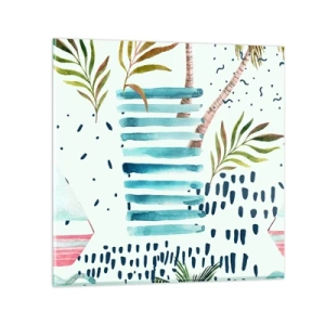 Obraz na skle - Prázdniny pod palmami - 60x60 cm