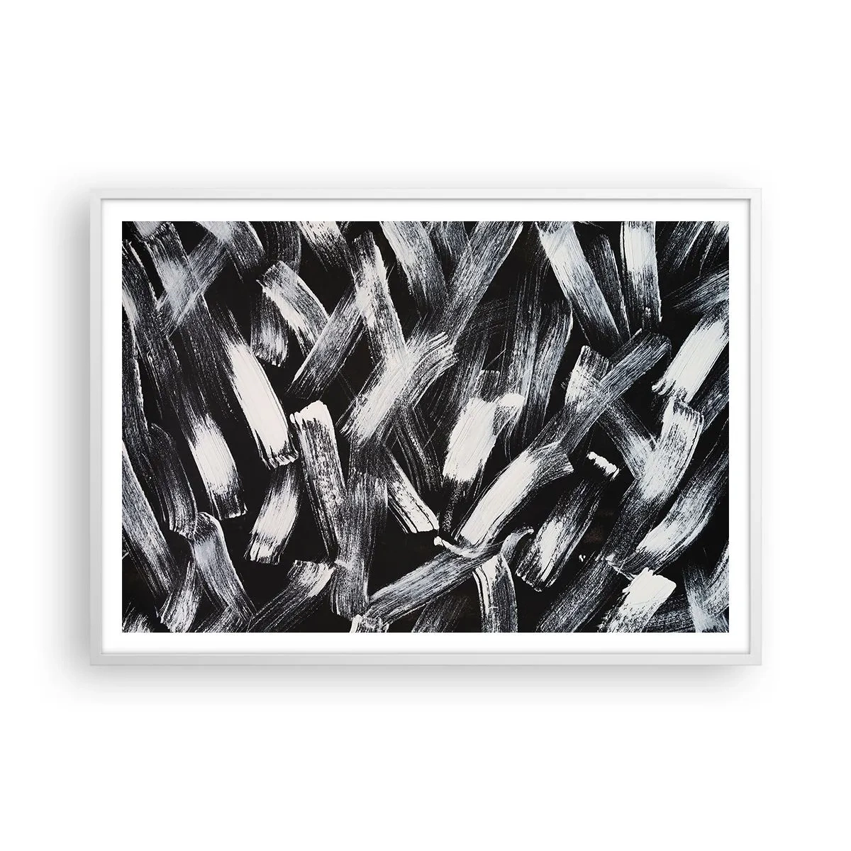 Plakát v bílém rámu - Abstrakce v industriálním duchu - 100x70 cm