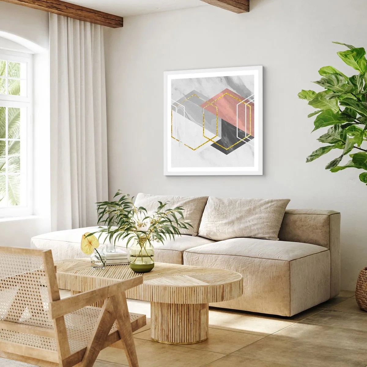 Plakát v bílém rámu - Řetězová kompozice - 50x50 cm