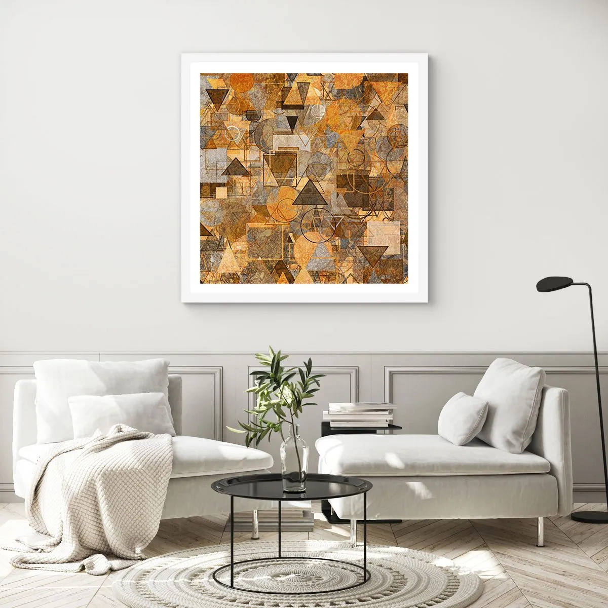 Plakát v bílém rámu - Svět zachycený v podobě - 60x60 cm