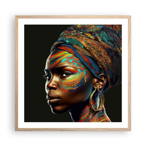 Plakát v rámu světlý dub - Africká královna - 60x60 cm