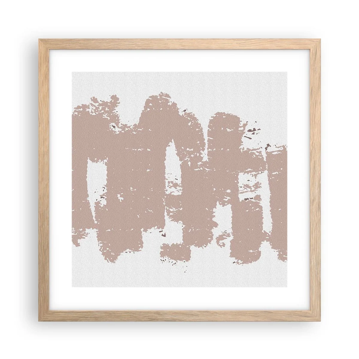 Plakát v rámu světlý dub - Abstrakce v jemné růžové - 40x40 cm