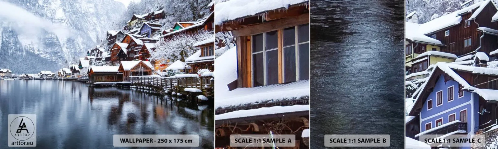 Fototapeta Vzorek Standard Eco - V zimní dekoraci - Krajina, Horská osada, Zima - 100x30 cm