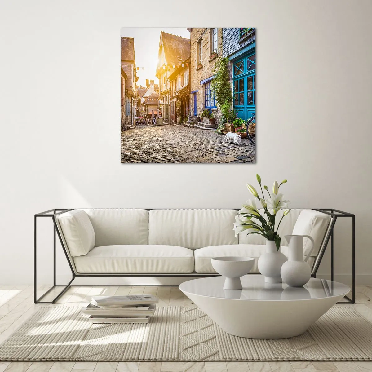 Obraz na skle - Bílý duch městečka - 30x30 cm