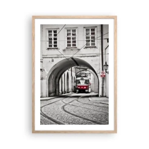 Plakát v rámu světlý dub - Městským labyrintem - 50x70 cm