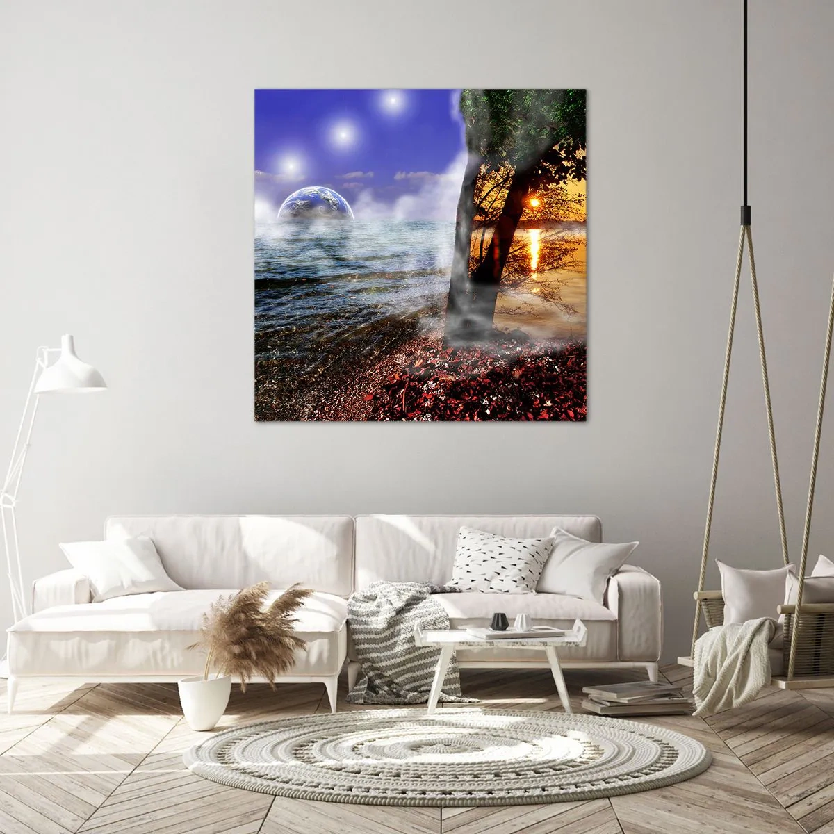 Obraz na plátně - Surrealistická krajina - jednota přírody - 40x40 cm