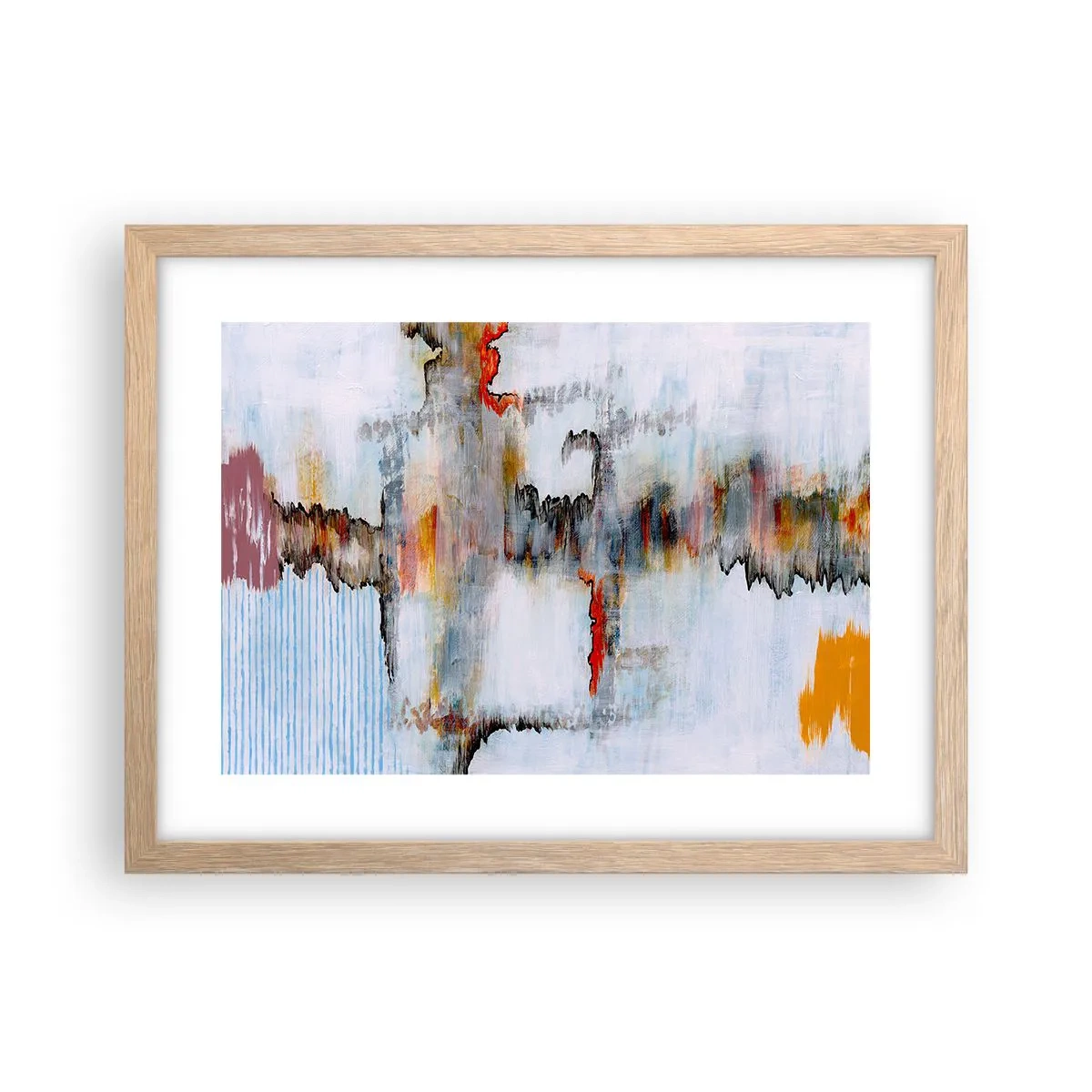 Plakát v rámu světlý dub - Klackem po vodě - 40x30 cm