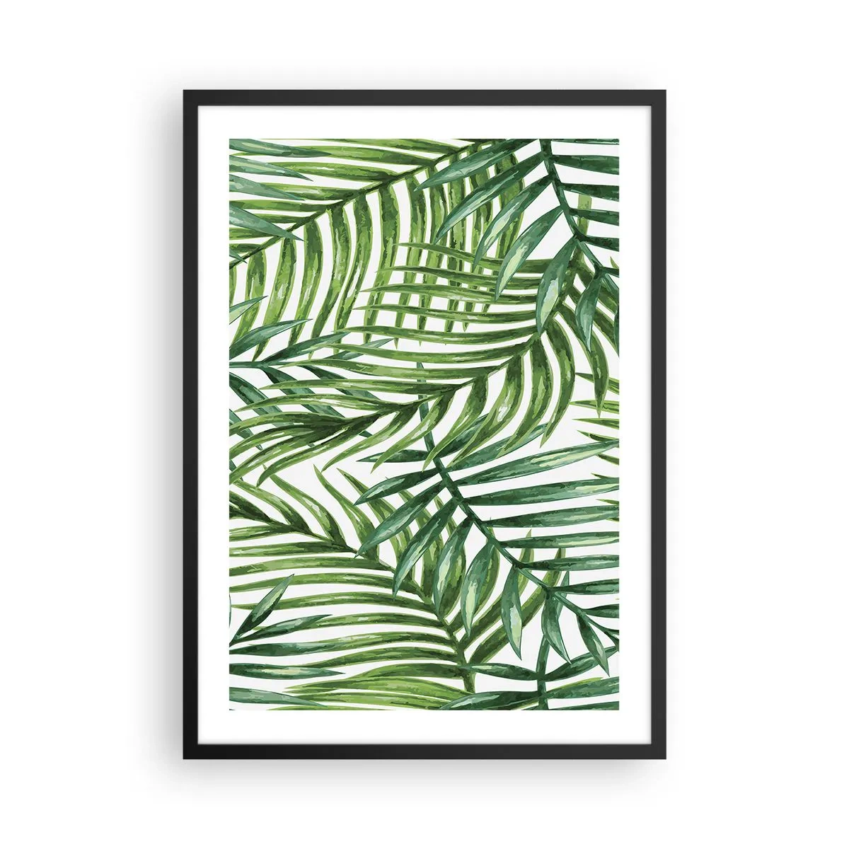 Plakát v černém rámu - Palmy v minimalistickém botanickém vzoru - 50x70cm - Pod zeleným baldachýnem - Moderní nástěnná dekorace do obývacího pokoje a ložnice ARTTOR