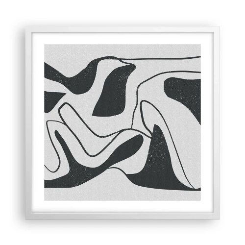 Plakát v bílém rámu - Abstraktní hra v labyrintu - 50x50 cm