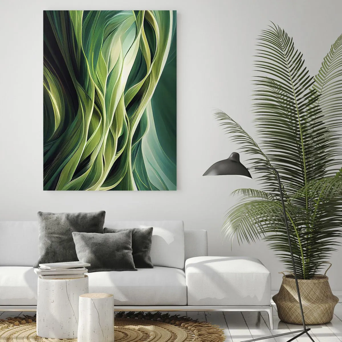 Obraz na skle - Abstraktní hra na zelenou - 50x70 cm