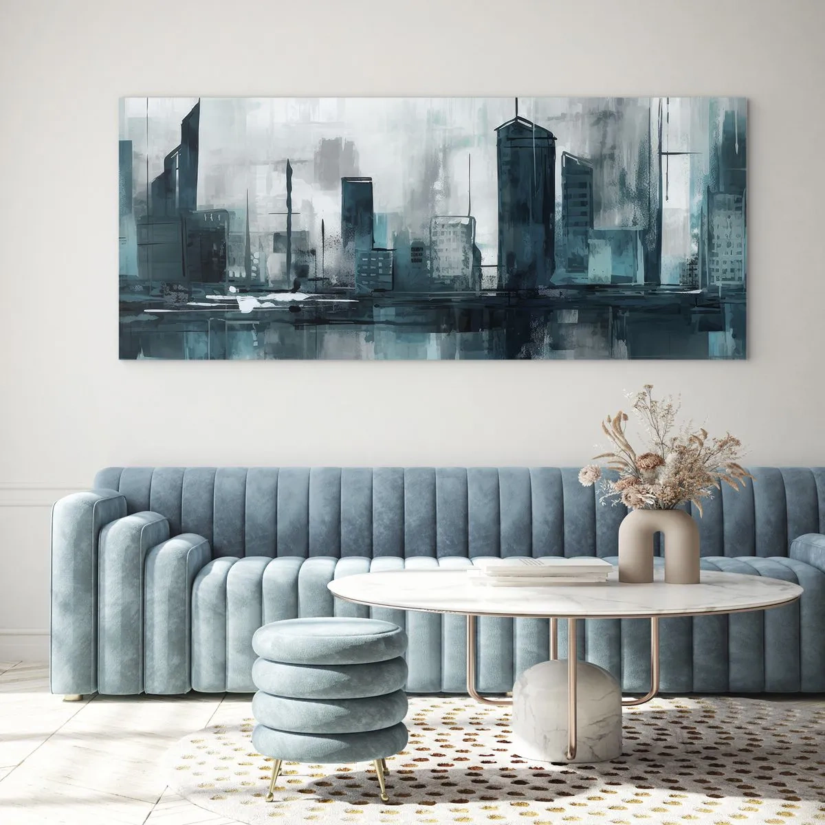 Obraz na skle - Město v barvě deště - 100x40 cm