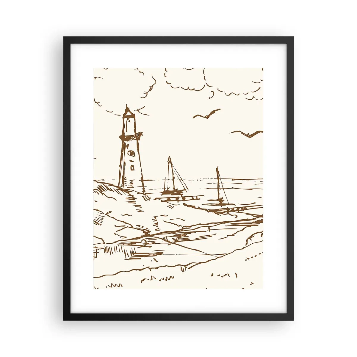 Plakát v černém rámu - Náčrt letních vzpomínek - 40x50 cm