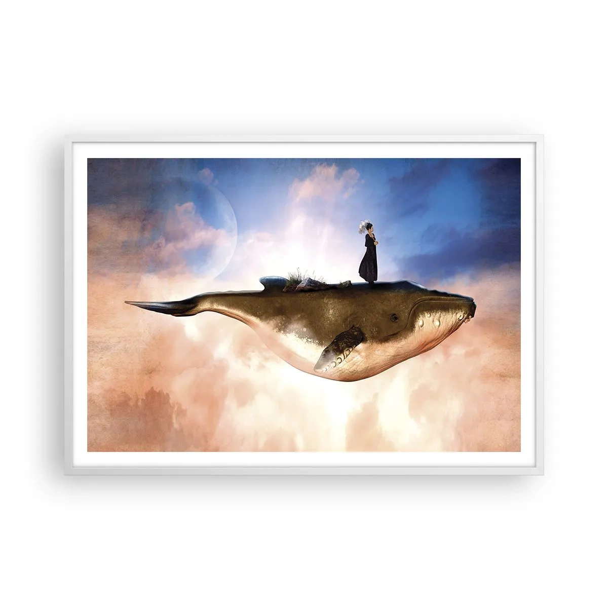 Plakát v bílém rámu - Surrealistická cesta - 100x70 cm
