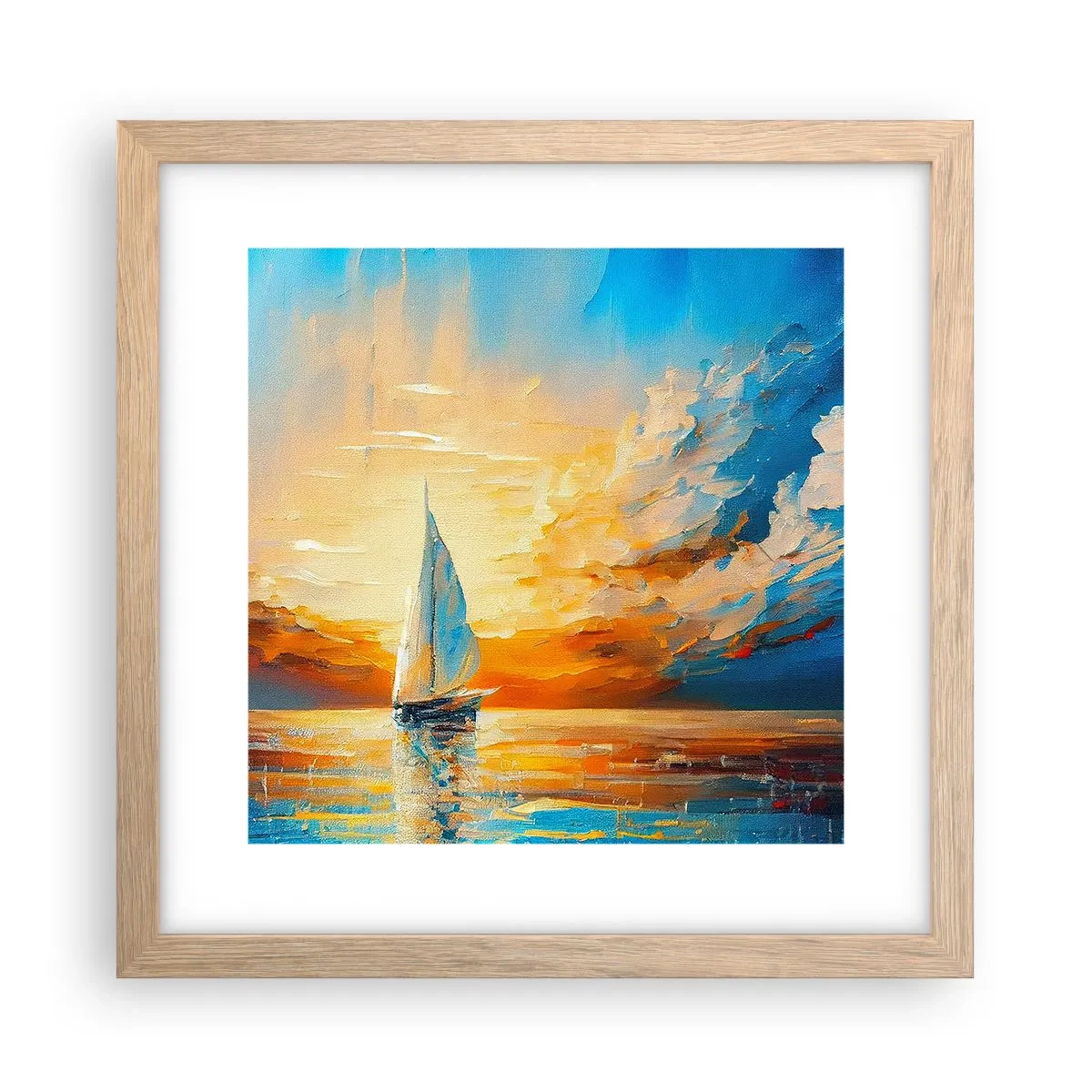 Plakát v rámu světlý dub - Plavba ve zlatě - 30x30 cm