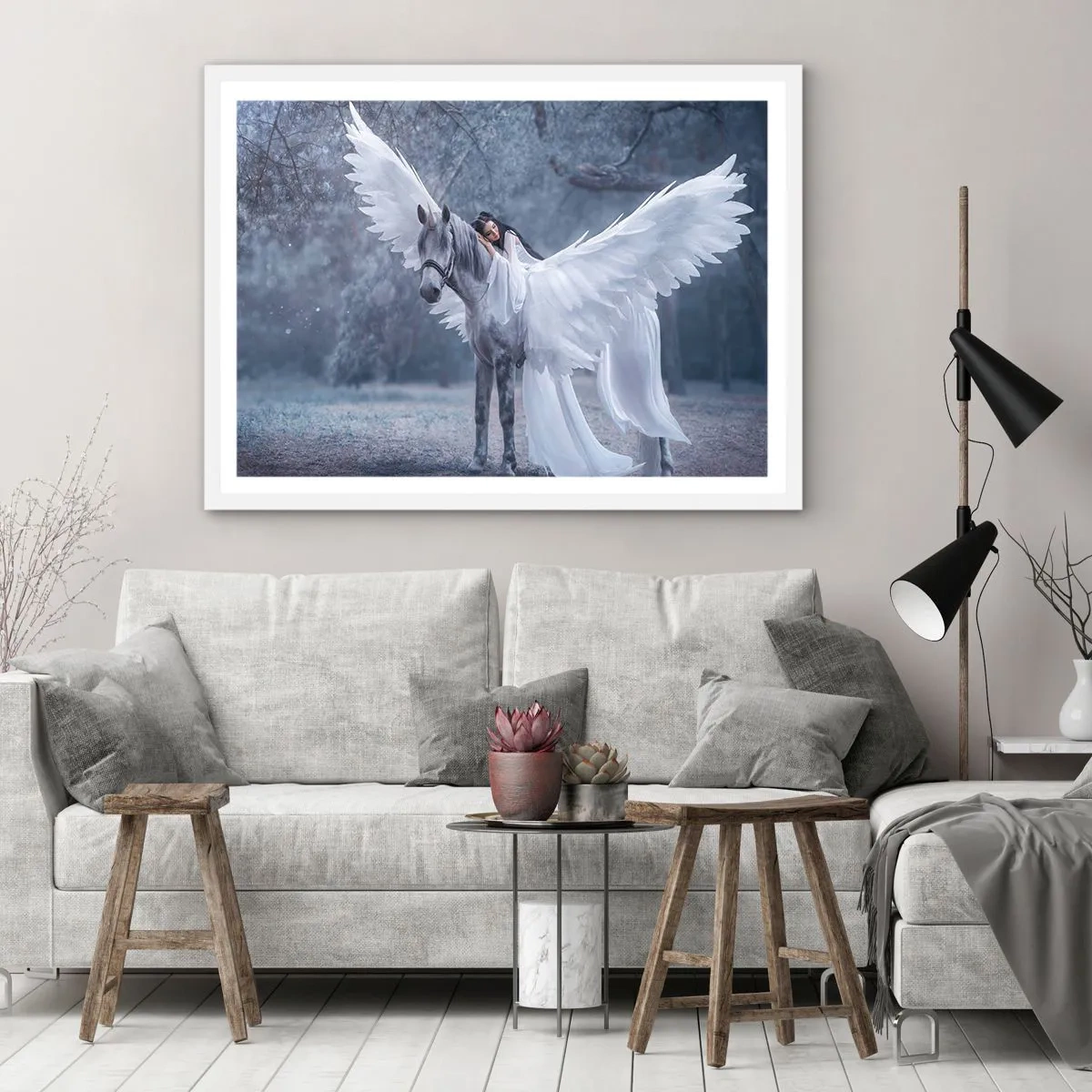 Plakát v bílém rámu - Nadšený okamžik - 100x70 cm