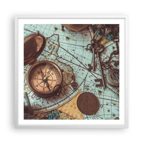 Plakát v bílém rámu - Pro dobrodruha - 60x60 cm